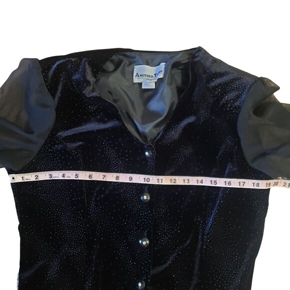 Vintage 80s Another Thyme Black Velvet Top Womens L Whimsygoth Witchy Vampire‎ - Picture 6 of 6